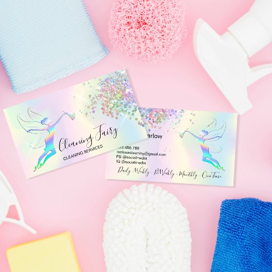 Maid Cleaning House Sparking Hologray Fairy Visitekaartje