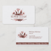 Maid Cleaning House Sparking Roos Gold Business C Visitekaartje (Voorkant / Achterkant)