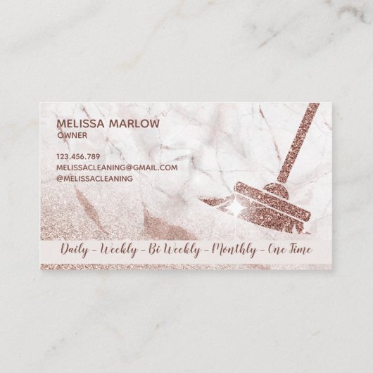 Maid Cleaning House Sparking Roos Gold Marble Visitekaartje (Achterkant)