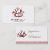 Maid Cleaning House Sparking Roos Gold Monogram B Visitekaartje (Voorkant / Achterkant)