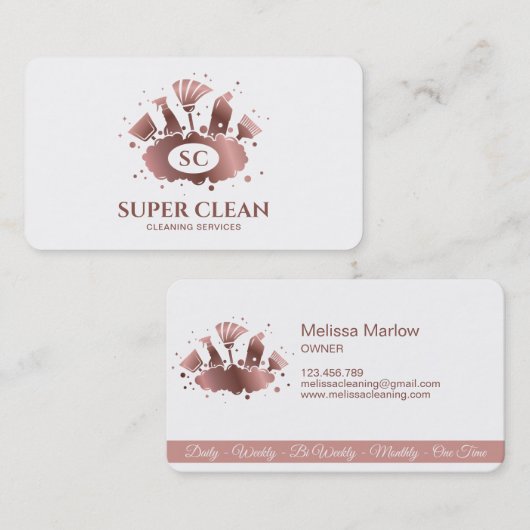 Maid Cleaning House Sparking Roos Gold Monogram B Visitekaartje (Voorkant / Achterkant)