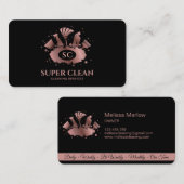 Maid Cleaning House Sparking Roos Gold Monogram Visitekaartje (Voorkant / Achterkant)