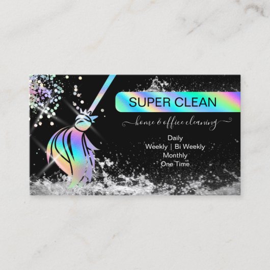 Maid Cleaning House Sparkling Holograph Business C Visitekaartje (Voorkant)