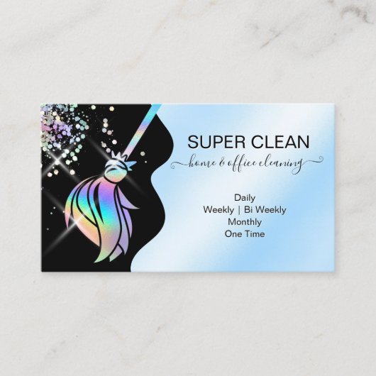 Maid Cleaning House Sparkling Holograph Business C Visitekaartje (Voorkant)