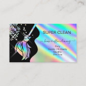Maid Cleaning House Sparkling Holograph Business C Visitekaartje (Voorkant)