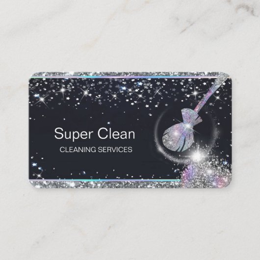 Maid Cleaning House Sparkling Holograph QR-code Visitekaartje (Voorkant)