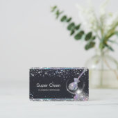 Maid Cleaning House Sparkling Holograph QR-code Visitekaartje (Staand voorkant)