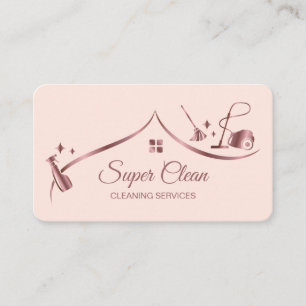Maid Cleaning House Sparkling roos goud blush roze Visitekaartje