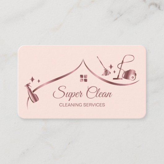 Maid Cleaning House Sparkling roos goud blush roze Visitekaartje (Voorkant)