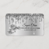 Maid Cleaning House Sparkling zilver platina Visitekaartje (Voorkant)