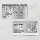 Maid Cleaning House Sparkling zilver platina Visitekaartje (Voorkant / Achterkant)