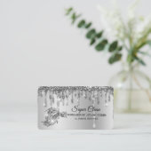 Maid Cleaning House Sparkling zilver platina Visitekaartje (Staand voorkant)