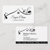 Maid Cleaning House Sparkling Zwart-wit Visitekaartje