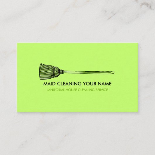 Maid Cleaning Housekeeper Simple neon green Visitekaartje (Voorkant)