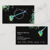 Maid Cleaning Housekeeping Sparking Holografen Bus Visitekaartje (Voorkant / Achterkant)