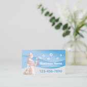 Maid Cleaning Service Moderne Blauwe Curves Visitekaartje (Staand voorkant)