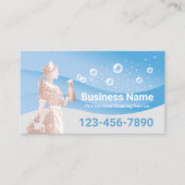 Maid Cleaning Service Moderne Blauwe Curves Visitekaartje (Voorkant)