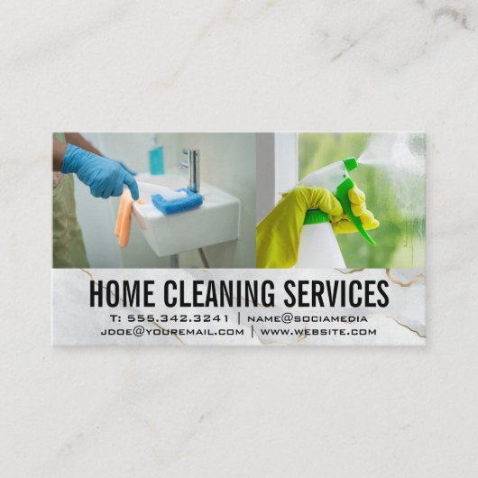 Maid Cleaning Sing and Window Visitekaartje (Voorkant)