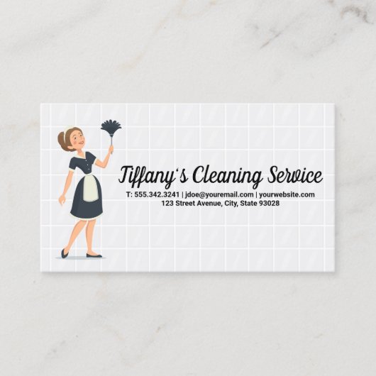 Maid Dusting Logo | Zwangere Tegels Visitekaartje (Voorkant)