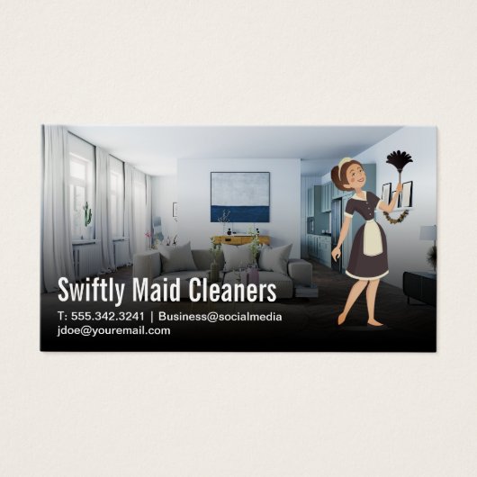 Maid Dusting | woonkamer Visitekaartje (Voorkant)