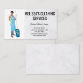 Maid Holding Mop Visitekaartje (Voorkant / Achterkant)