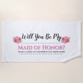 Maid Honor | Waterverf roos florale bruiloft Strandlaken (Voorkant)