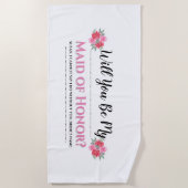 Maid Honor | Waterverf roos florale bruiloft Strandlaken (Voorkant)