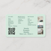 Maid House Cleaning Green Photos QR Code Visitekaartje (Achterkant)