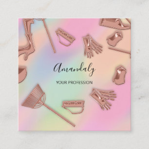 Maid House Cleaning Kantoor Services Logo Ombre Vierkante Visitekaartje