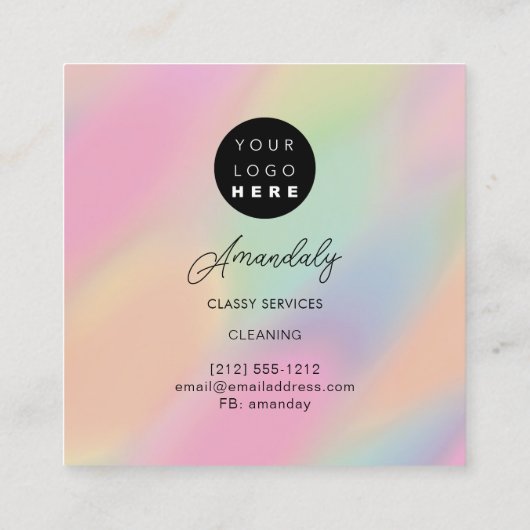 Maid House Cleaning Kantoor Services Logo Roos Vierkante Visitekaartje (Achterkant)