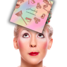 Maid House Cleaning Kantoor Services Logo Roos Vierkante Visitekaartje