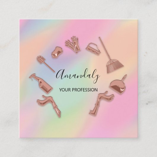 Maid House Cleaning Kantoor Services Logo Vierkante Visitekaartje (Voorkant)