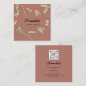 Maid House Cleaning Kantoor Services QR Code Roos Vierkante Visitekaartje (Voorkant / Achterkant)