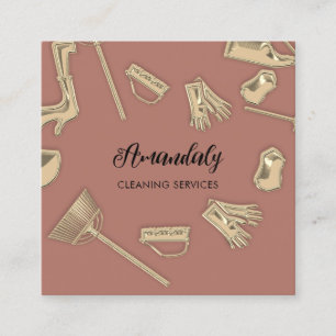 Maid House Cleaning Kantoor Services QR Code Roos Vierkante Visitekaartje