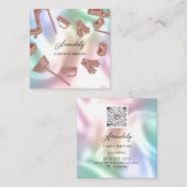 Maid House Cleaning Kantoor Services QR Code Roos Vierkante Visitekaartje (Voorkant / Achterkant)