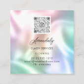 Maid House Cleaning Kantoor Services QR Code Roos Vierkante Visitekaartje (Achterkant)