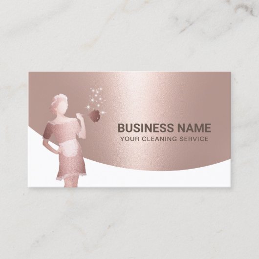 Maid House Cleaning Service Modern Roos Gold Visitekaartje (Voorkant)