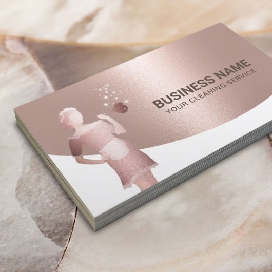 Maid House Cleaning Service Modern Roos Gold Visitekaartje