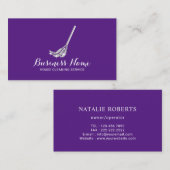 Maid House Cleaning Service Mop Logo Paars Visitekaartje (Voorkant / Achterkant)