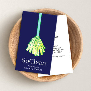 Maid House Cleaning Services Green Glitter Mop Visitekaartje