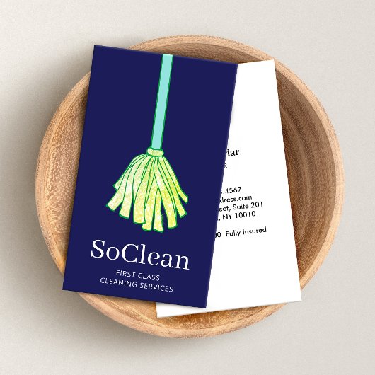 Maid House Cleaning Services Green Glitter Mop Visitekaartje