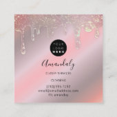 Maid House Cleaning Services Logo Drip Unieke Vierkante Visitekaartje (Achterkant)