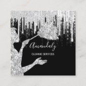 Maid House Cleaning Services Logo Grey Drip Black Vierkante Visitekaartje (Voorkant)