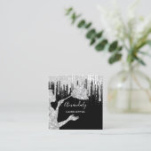 Maid House Cleaning Services Logo Grey Drip Black Vierkante Visitekaartje (Staand voorkant)