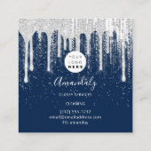 Maid House Cleaning Services Logo Grey Drip Navy Vierkante Visitekaartje (Achterkant)