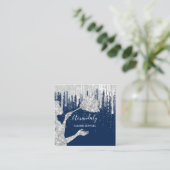 Maid House Cleaning Services Logo Grey Drip Navy Vierkante Visitekaartje (Staand voorkant)