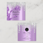 Maid House Cleaning Services Logo Grey Drip Paars Vierkante Visitekaartje (Voorkant / Achterkant)