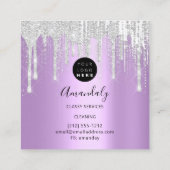 Maid House Cleaning Services Logo Grey Drip Paars Vierkante Visitekaartje (Achterkant)