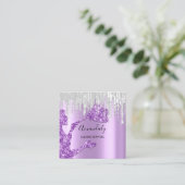 Maid House Cleaning Services Logo Grey Drip Paars Vierkante Visitekaartje (Staand voorkant)