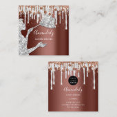 Maid House Cleaning Services Logo Grey Drip Silver Vierkante Visitekaartje (Voorkant / Achterkant)